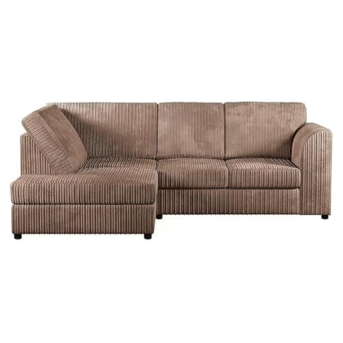 Image of Sofa Snug Jumbo Cord Corner Sofa 4 Seater Left Hand Facing L Shape with Modern Design for Living Room - Mocha