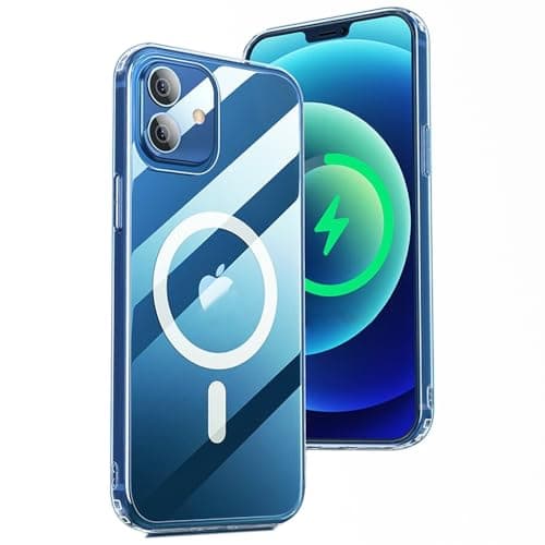 Image of TEOPHA Magnetic Clear Case for iPhone 12/12 Pro (6.1-Inch) Compatible with MagSafe, Shockproof Anti-Scratch Phone Bumper Cover for iPhone 12/12 Pro - Clear