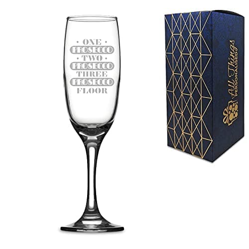 Image of Novelty Engraved/Printed Prosecco Flute - One Prosecco Two Prosecco Three Prosecco Floor - Engraved with Message