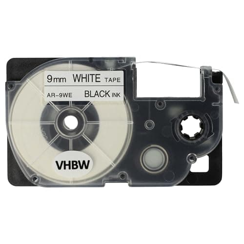Image of vhbw Label Tape Replacement for Casio XR-9WE1, XR-9WE for Label Printer 8m x 9 mm, Black on White