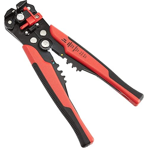Image of Amazon Basics Self-Adjusting Wire Stripper, Black/red