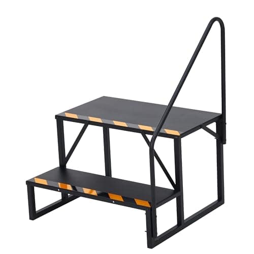 Image of Aptliton RV Steps with Handrail Hot Tub Steps Mobile Home Stairs Outdoor RV Step Ladder for Travel Trailer, Camper, Porch, Outdoor Stairs