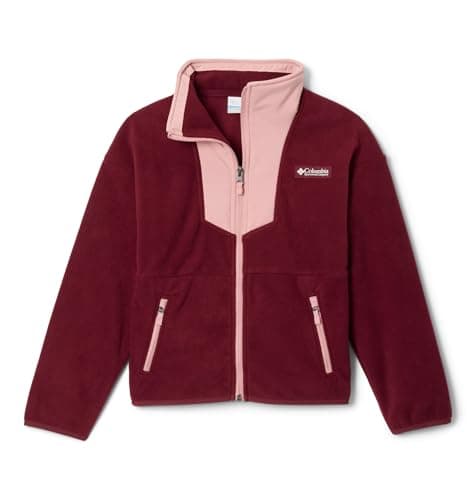 Image of Columbia Unisex Children's Sequoia Grove Full Zip Fleece Jacket, Rich Wine/Eraser Pink, Small