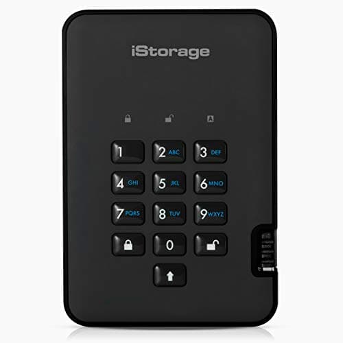 Image of iStorage diskAshur2 HDD 1TB Black - Secure portable hard drive - Password protected - Dust & water resistant - Hardware Encryption