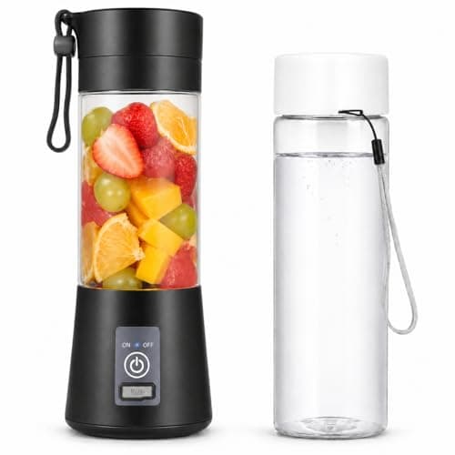 Image of Portable Mini Jug Blender with 480ml Water Bottle For Office Home, 350Ml, Electric Travel Juicer, Multifunctional Fruit Mixer bottle for Smoothie, Fresh Juice, Shakes (Black)