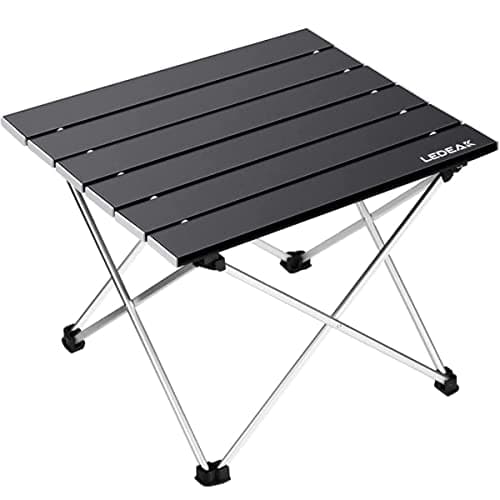Image of Ledeak Portable Camping Table, Lightweight Folding Table with Aluminum Table Top and Carry Bag, Easy to Carry, Perfect for Outdoor, Picnic, Cooking, Beach, Hiking, Fishing (Black, Medium)