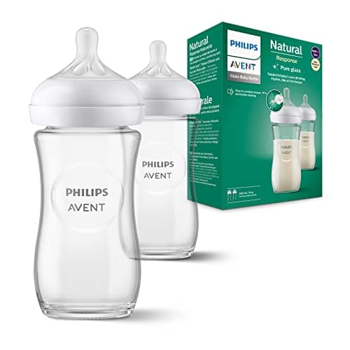 Image of Philips Avent SCY933/02 Natural Glass Bottle with Responsive Dummy 240 ml Pack of 2