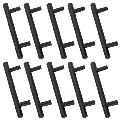 Image of Drenky 10 Pack Kitchen Door Handles, Black Kitchen Cupboard Handles 96mm Hole Centre Stainless Steel Cabinet Handles Drawer Pulls with Screws for Wardrobe Cabinet Drawer