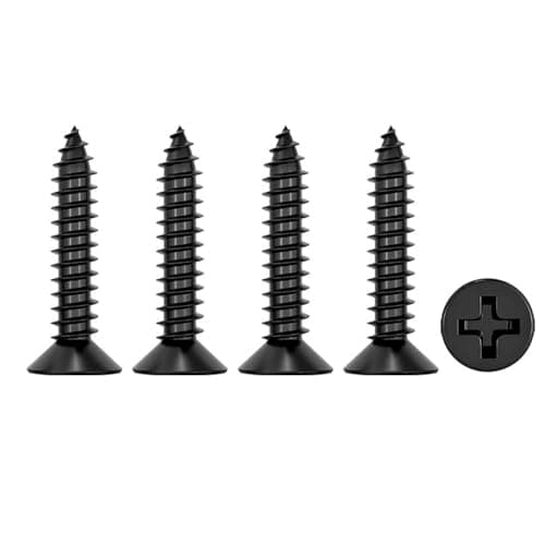 Image of Black Wood Screws Kit, 100Pcs Flat Head Wood Screw, Self Tapping Screws M4 x 20mm Single Thread Screw Ideal for Furniture, Woodworking, DIY Model Fixing