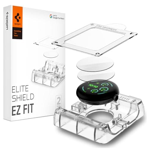Image of Spigen Eliteshield EZ Fit Screen Protector for Google Pixel Watch 4/3/2/1 41mm, Installation Kit included, Anti Scratch, Crystal Clear - 2 Pack