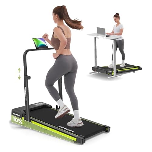 Image of HADMAX Walking Pad with 10% Incline 3.0 HP Quiet Folding Treadmill for Home with Magnetic Remote Control, Treadmill Desk with LED Display and Retractable Riser, 12 HIIT, Up to 136 kg