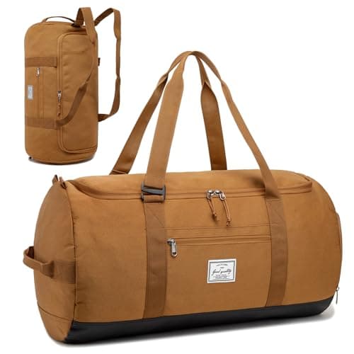 Image of Lyweem Travel Duffel Bag for Men, 60L Large Sports Duffle Bag Backpack for Women Weekender Overnight Holdall Bags with Shoes Compartment Multifunctional Gym Bags, Brown