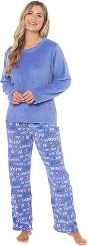 Image of KATE MORGAN Womens Pyjamas Warm Fleece PJ for Women Sets Pjs S-XL | Soft Twosie Pyjama Set for Ladies Gifts for Her M Lilac