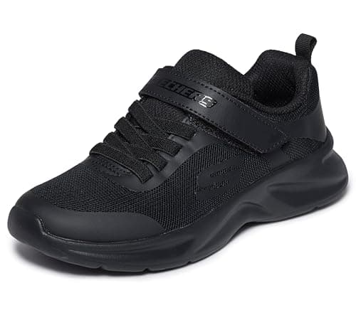 Image of Skechers Girl's Dynamatic Sneakers, Black Mesh/Black Trim, 4 UK Child