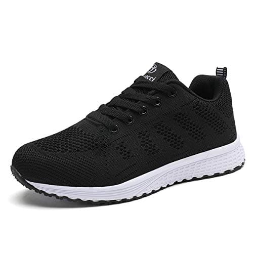 Image of Decai Ladies Trainers Sneakers Women Mesh Walking Running Shoes Lightweight Breathable Lace Up Athletic Gym Sport Shoes , 5 UK, Black