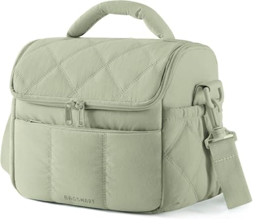 Image of bagsmart Insulated Lunch Bags for Women, 6.7L Portable Lunch Box with Shoulder Strap Reusable Cooler Bag, Puffy Thermal Lunch Tote for Work/School/Picnic/Travel