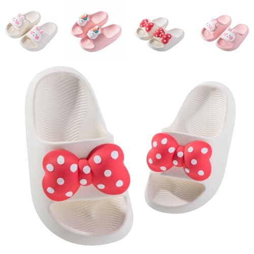 Image of Kids Sliders Toddler Summer Slippers for Boys Girls Beach Flip Flops Anti-Slip Pool Shower Slide Sandals for Children Red Bowknot 762 Little Kid UK 14 (Label Size 220mm)
