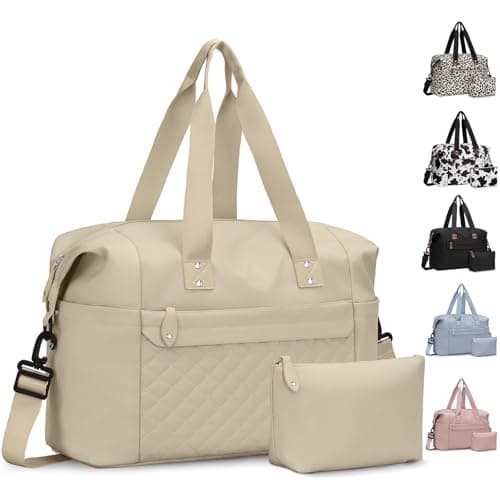 Image of Pritent Travel Duffle Bag, Waterproof Weekender Overnight Hospital Bags for Women Men with Toiletry Bag Lightweight Carry on Personal Item Duffle Gym Bag for Travel, Airplanes, Sports, Khaki, M