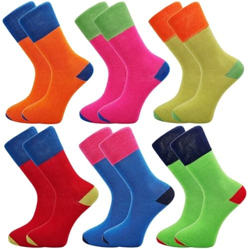 Image of 6 Pairs Non Elastic Diabetic Mens Socks Easy Gentle Grip Loose Wide Soft Top Rich Cotton Sock UK 6-11