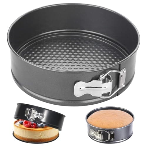 Image of huiziyi 8 Inch Non-Stick Cake Tin for Baking with PTFE, PFOA and BPA Free Non Stick, Round Spring Form Cake pan with Loose Base for Easy Release, Fridge and Freezer Safe