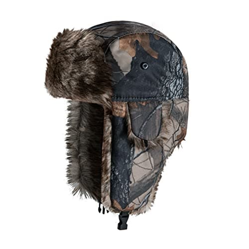 Image of Winter Faux Fur Cap Trapper Hat with Earflaps Outdoor Windproof Warm Balaclava Head Cover Ushanka Russian Baseball Camo Cap Trooper Hat Holiday Travel Christmas Birthday Gift for Unisex