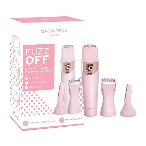 Image of Magnitone FuzzOff 3-in-1 Rechargeable Ladies Precision Hair Trimmer Depilator for Face, Jawline, Upper Lip, Eyebrows, Body, Underarm and Bikini Line