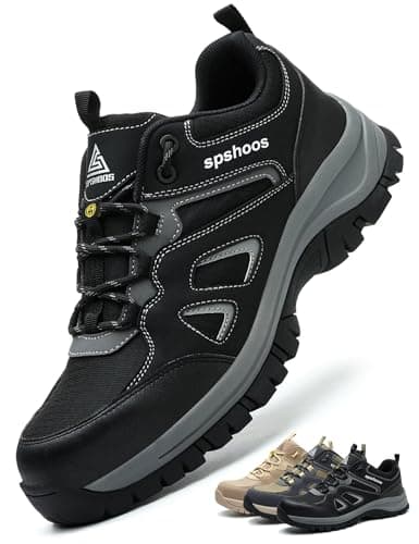 Image of Safety Trainers Men S1P ESD Safety Shoes Womens Steel Toe Cap Trainers Lightweight Comfortable Breathable Work Shoes Black UK 8