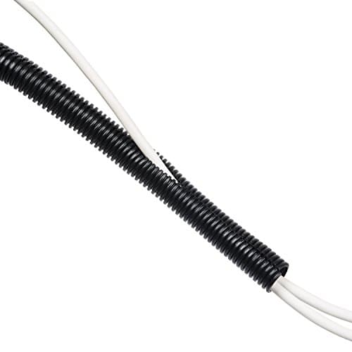 Image of D-Line Cable Tidy Tube, Pre-Split Cable Sleeve, Flexible LDPE Electrical Conduit, PC Cable Management, TV Wire Hider - 25mm Diameter, 1.1m Length - Black