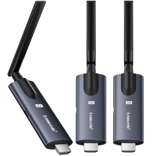Image of Lemorele Wireless HDMI Transmitter and Receiver, Support Wireless Receiving APP TuTuPlay 5G 656ft 1080P HD,for Streaming Video&Audio to HDTV/Projector/Tablet/Mobile (1TX and 2RX)