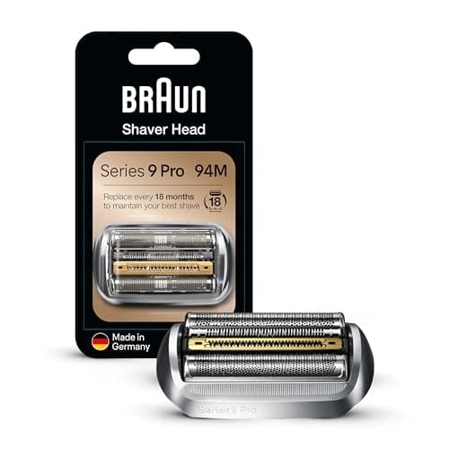 Image of Braun Electric Shaver Head Replacement Part 94M Silver, Compatible with Series 9 Pro and Series 9 Electric Razors for Men