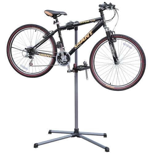 Image of Taylor & Brown Adjustable Height Bicycle Workstand Folding Bike Repair Maintenance Pro Home Mechanic Bicycle Work Stand Rack with Legs, 110-143 cm, Grey