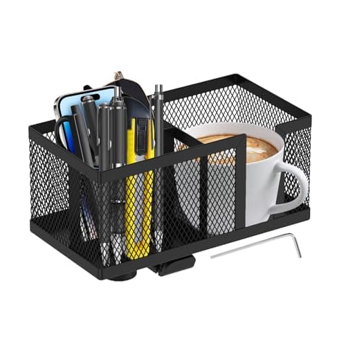 Image of Foppla Sturdy Clamp-on Gaming Desk Cup Holder Headphone Hanger Side Storage Caddy Multipurpose Desk Organizer Gamers Gear Attachment for Water Bottle Pen Phone for Gaming Table Office(black)
