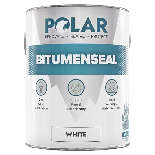 Image of Polar Bitumenseal White Paint - 5KG - Instant Waterproof Bitumen Roof Sealant - Ideal for Leaks, Cracks & Pitched Roof Repair - Concrete, Brick, Asphalt, Drainpipes & Gutters - Easy to Apply