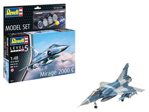 Image of Revell Model Set 63813 Dassault Mirage 2000C 1:48 Scale Unbuilt/Unpainted Plastic Model Kit with Accessories