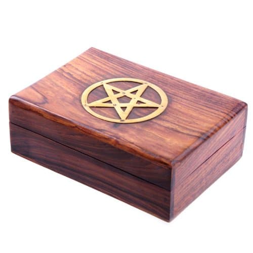 Image of HoitoDeals 1Pcs Sheesham Wood Pentagram Trinket Box For Home Decor Novelty Ornament