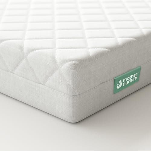 Image of Mother Nurture Classic Eco Fibre Cot Bed Mattress -Reversible, Water Resistant, Baby Cot Mattress, Firm & Supportive, Hypoallergenic Easy Clean Quilted Cover, White, BSI Tested - Size 120 x 60 x 10cm