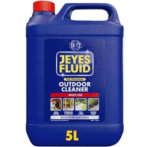 Image of Jeyes Fluid Outdoor Cleaner (5 Litre). Multi Use Disinfectant Liquid - Kills 99.9% Bacteria, Patio Cleaner Fluid for Greenhouses, Paths, Pet Housing - Tackles Dirt, Rust & Limescale - Protects Family