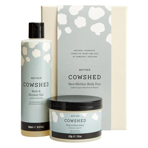 Image of Cowshed New Mother Body Duo - Bath & Shower Gel 300ml & Stretch Mark Balm 220g Set - Vegan Natural Body Wash - Stretch Mark Oil Balm - Lavender Relaxing Bath Gel & Pregnancy Stretch Mark Cream Duo