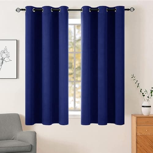 Image of AR Ware Navy Blackout Curtains - 2 Panels Drapes Eyelet Thermal Curtains for Living Room and Bedroom - Energy Saving - Soundproof lightweight curtains (46 x 54 inches)