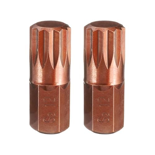 Image of sourcing map 2pcs M12 Torx Screwdriver Bit 10mm Hex Shank 30mm Length S2 Steel Security Tamper Proof 12 Point Head Hex Screw Driver Bits