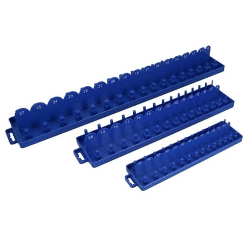 Image of AB Tools 3pc ABS Plastic Socket Holder Tray Sets Metric 1/4", 3/8", 1/2" dr Rail TE834