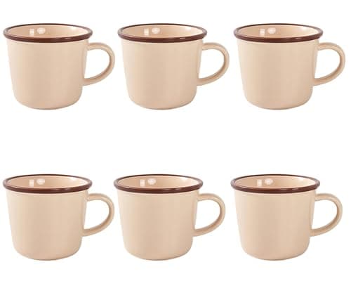 Image of LOAMCRAF 12 Ounce (360ml) Porcelain Coffee Mugs, Set of 6 Mugs for Coffee, Tea, Milk, Cocoa, Light Brown
