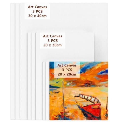 Image of Koncci Canvas Panels Set-9 Packs (20x20,20x30,30x40), Art Canvases for Acrylic Painting, Artist Blank Canvas Cardboard, Cotton for Oil Paint & Wet Art Media Artwork School