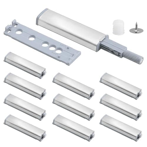 Image of Push to Open Door Catches 12 Packs Cupboard Push Open Catch Latch Release Magnetic Soft Close Dampers Drawer Pushs Latch Touch Push Opener Door with Mount Screws for Wardrobe Kitchen Cabinet Closet