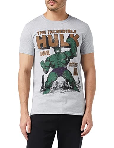 Image of Marvel Men's Hulk Rage Regular Fit Crew Neck Short Sleeve T - Shirt, Grey (Grey Marl SPO), Small (Manufacturer Size:Small)