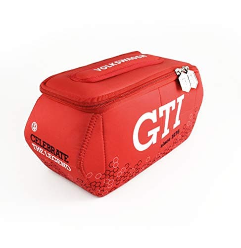 Image of BRISA VW Collection - Volkswagen Neoprene Universal Makeup Cosmetics Toiletry Travel Pharmacy Bag in GTI Design (Hexagon/Red/Large)