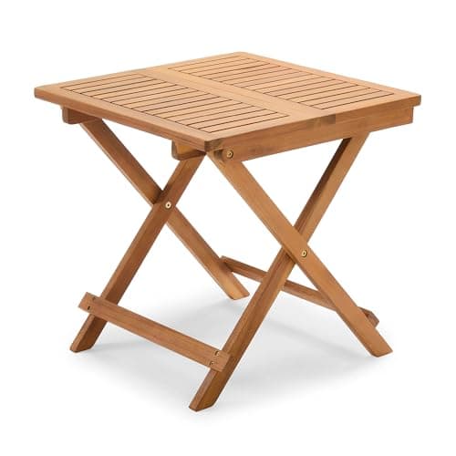 Image of VonHaus Garden Side Table - Adirondack Acacia Hardwood Folding Outdoor Coffee Table with Teak Oil Finish - Durable Weather Resistant Wood for Patio & Deck - Hudson