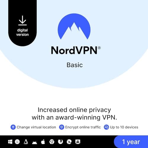 Image of NordVPN Basic, 10 Devices, 1-Year, Premium VPN Software, Digital Code