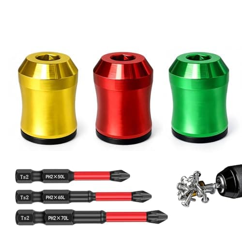 Image of Saipor 3pcs 3 Pieces Strong Magnetic Screw Ring with 3 Pieces Ph2 Screwdriver Bit Set (50/65/70mm) - 1/4 Inch Universal Screwdriver Head Magnetic Ring Screw Holder for Hex Screwdriver and Power Bits