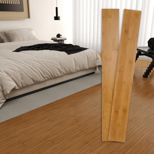 Image of Jeedeson Solid Bamboo Floor, Carbonised Design, Easy DIY Solid Wood Flooring Planks Interlocking for Living Room, Dining Room & Bedroom (2 Pieces, 37.8 Inches L x 3.78 Inches W x 0.6 Inches D)